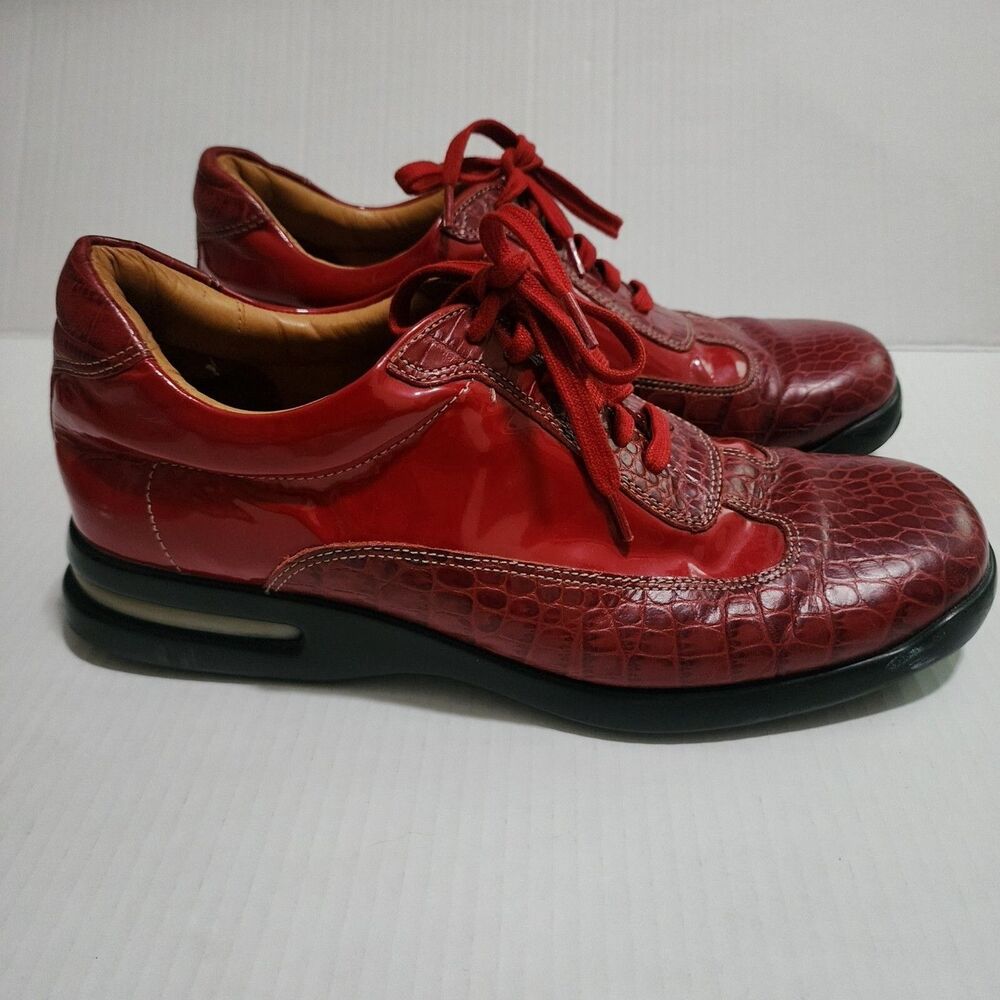Cole Haan C06767 Men's 11.5 Red Croc Embossed Leather Air Sole Sneakers